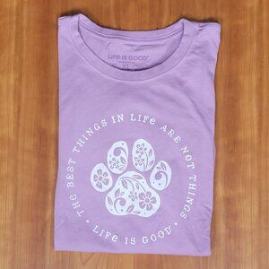 Life Is Good Lavender Pawprint The Best Things In Life Are Not Things - XL